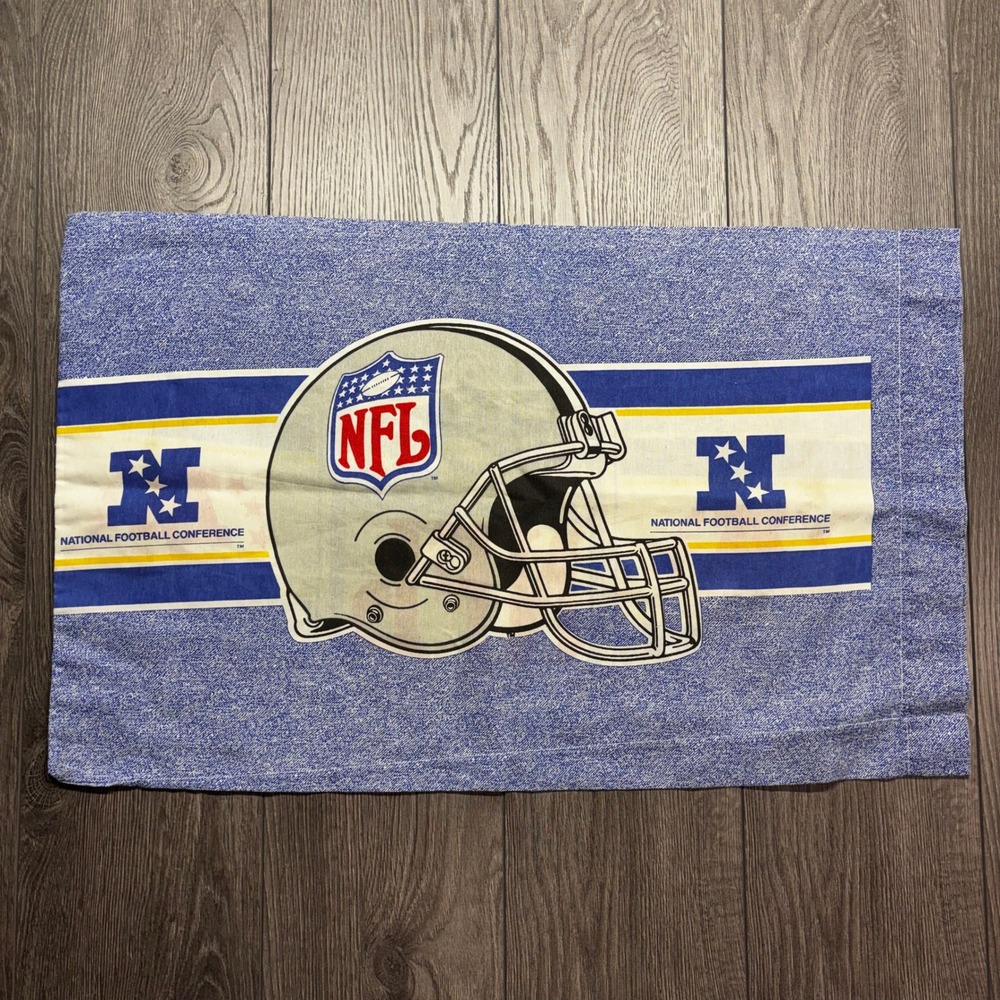 Vintage 1995 NFL Pillowcase AFC NFC National American Football Conference Blue